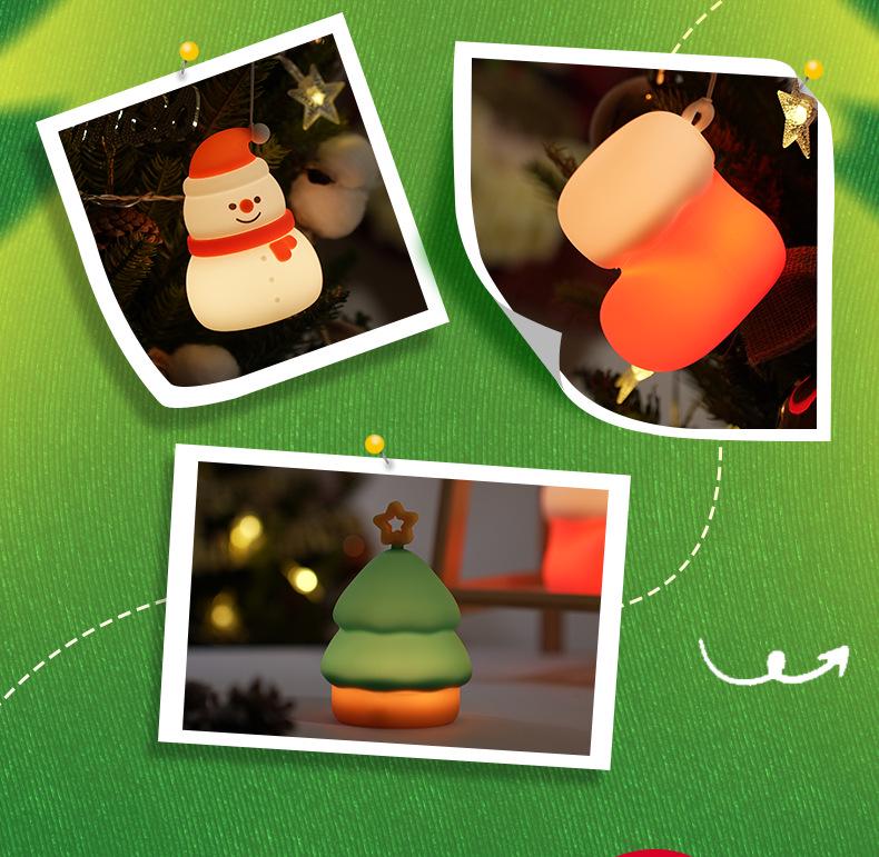 Трансграничный Рождественский Силиконовый Ночник: Перезаряжаемая прикроватная лампа-светильник с таймером