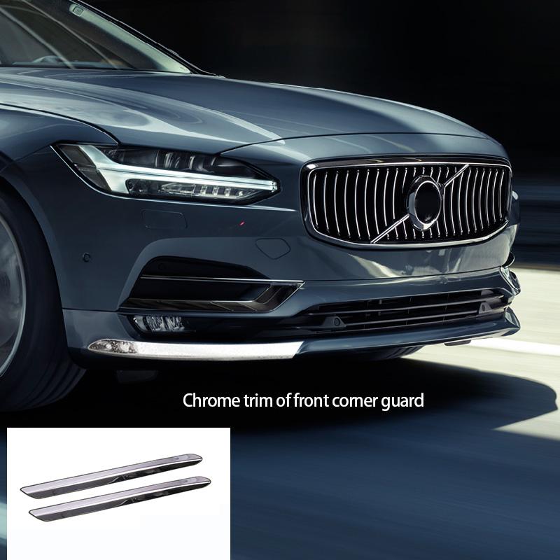 2pcs Chrome Front Fog Light Lamp Lower Bumper Cover Frame Trim Fit for Volvo S90 2017-2019