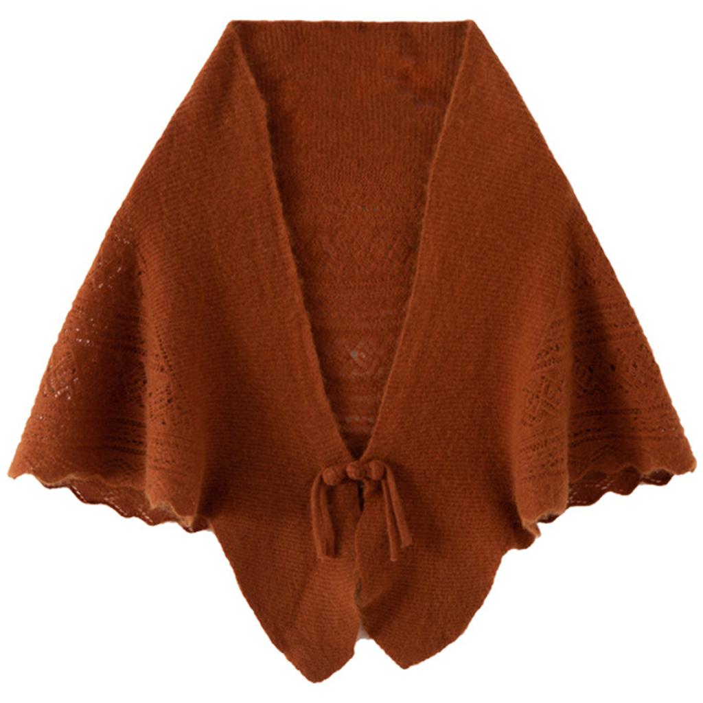 Ladies' Fashionable Cashmere Shawl With Hollowed Out Knitted Western- Button Scarf For Warmth, Small Cape