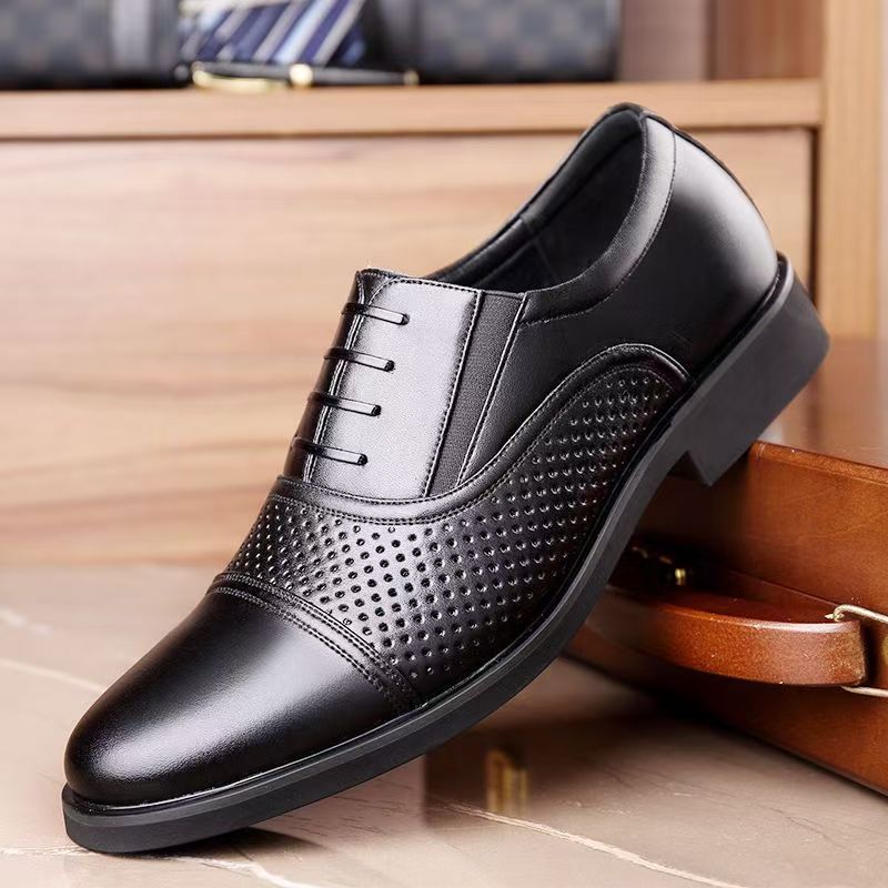 Мужские кожаные туфли в стиле бизнес-кэжуал, трехсоставная мягкая подошва, черные рабочие туфли, универсальные модные остроносые кожаные туфли