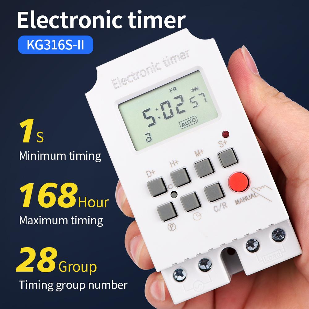 Electronic Weekly 7 Days Programmable Digital Timer Switch Relay 1s~168h Time Control 220V 25A Din Rail Mount KG3163