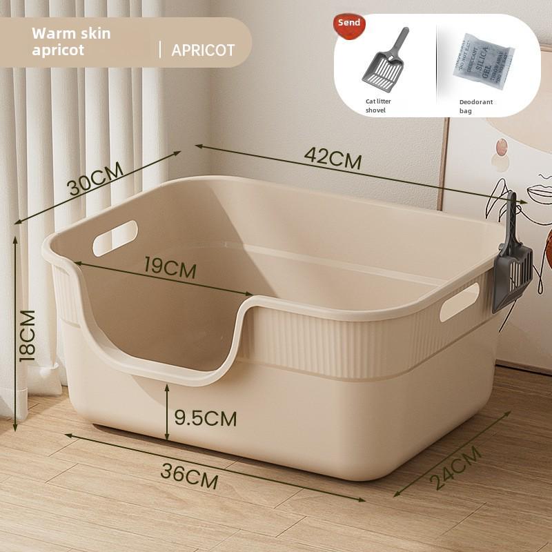 Extra Large Splash-Proof Cat Litter Box with High Sides