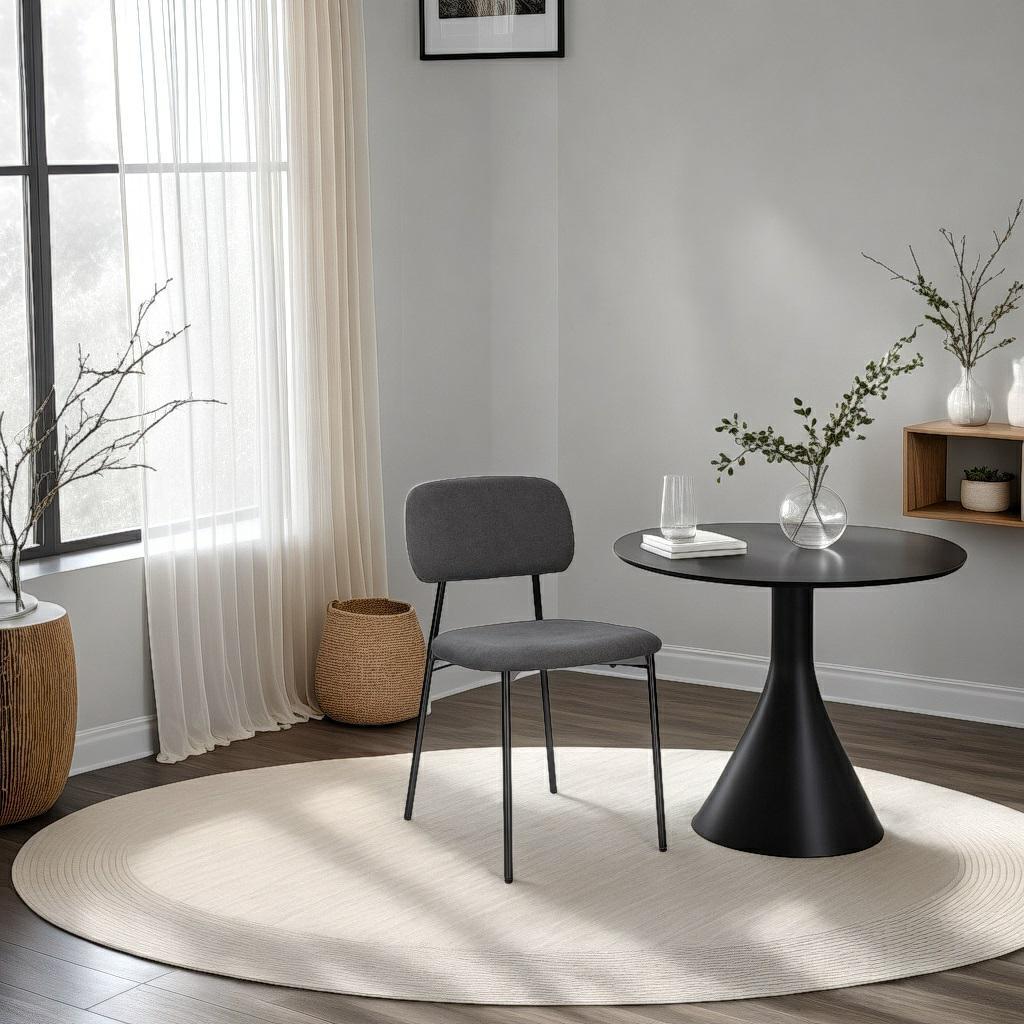 Esther UPHOLSTERED CHAIR, dark gray, METAL BASE