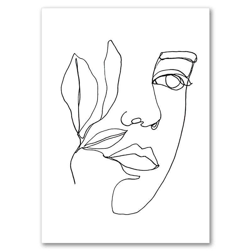 1 шт. настенное украшение постер спальня декор для комнаты абстрактные простые украшения для дома линии лицо холст картины постеры картинки без рамки