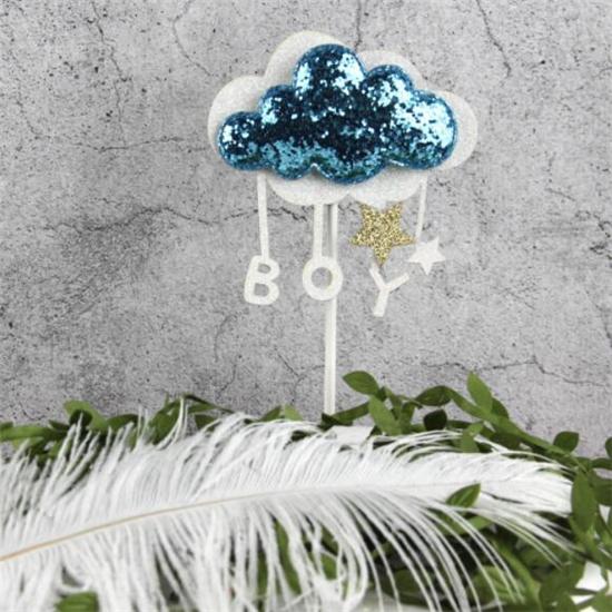 2PCS  Beautiful Clouds Gilr/Boy Cake Topper Cake Flags Baking Decoration Supplies