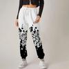 Женские повседневные модные свободные брюки с цифровым принтом и широкими штанинами.