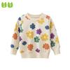 Новый свитер с круглым вырезом для девочек, пуловер с цветочным узором для маленьких девочек, свитер высокого качества