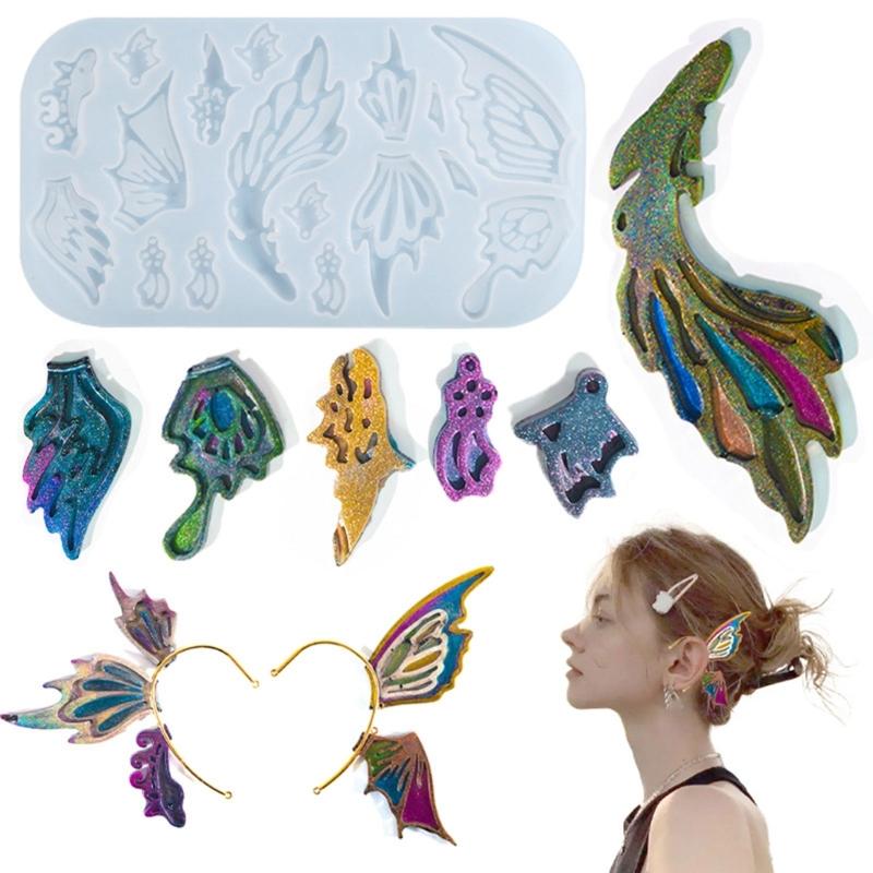 Силиконовая форма для серег-крыльев бабочки, подходит для эпоксидной смолы, для рукоделия, подвеска-украшение для рюкзаков, изготовление ювелирных изделий