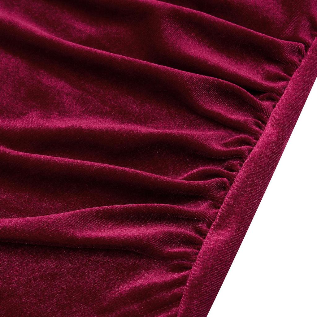 Зимнее повседневное платье с V-образным вырезом и однотонной талией из бархата для женщин