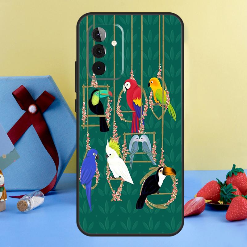 Colorful Parrots Case For Samsung Galaxy A14 A54 A34 A12 A22 A32 A52 S A51 A71 A13 A23 A33 A53 A15 A25 Cover