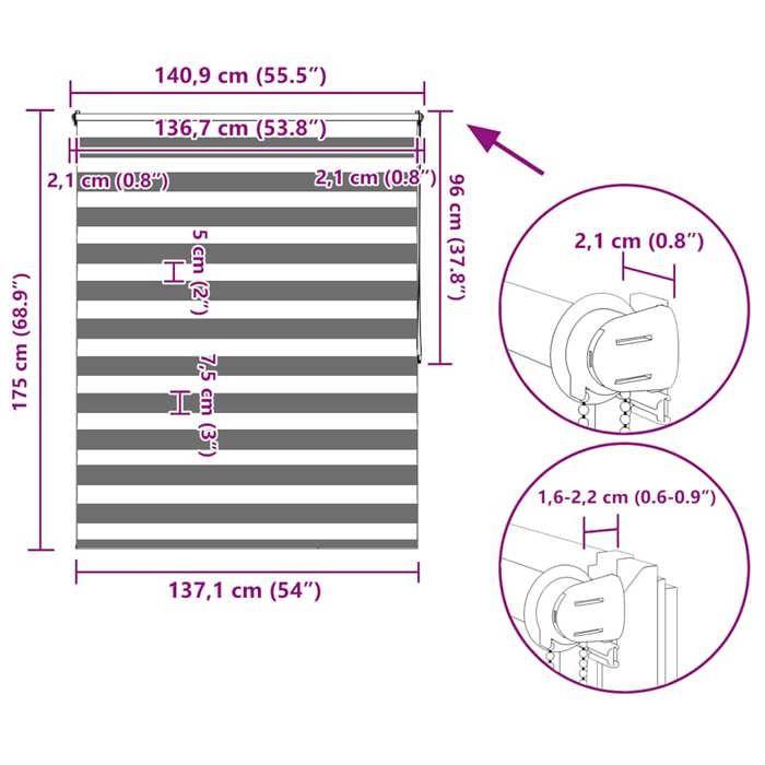 VidaXL Roller Blind Light Filtering 140x175 Cm Grey Blackout Blind Window Home 240223