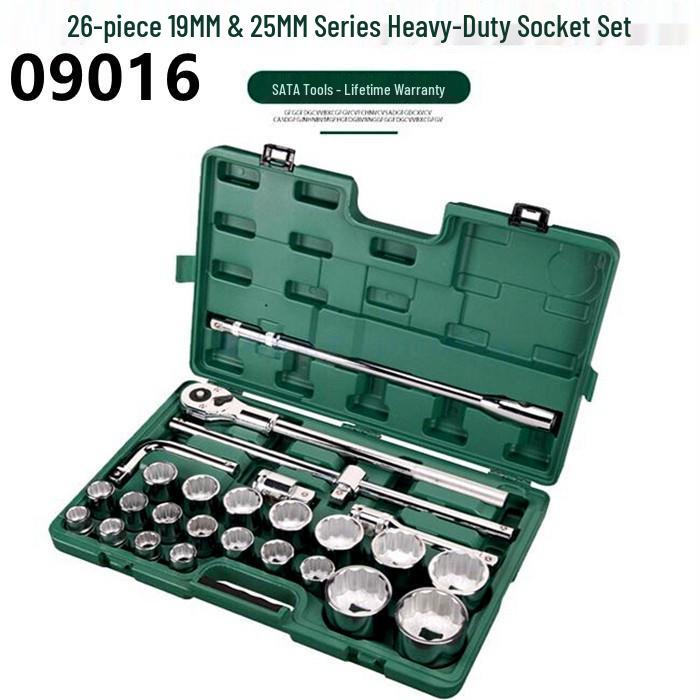 SATA Tools Набор из 15/26 предметов: трещоточный ключ и головки 19 мм, 12-гранные 09015/09016