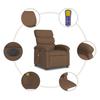 Electric Massage Recliner Chair Brown Fabric