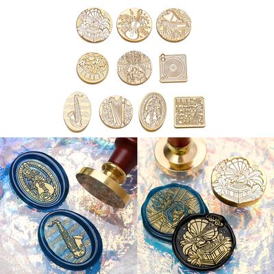 Печать из сургуча для запечатывания конвертов, приглашений, для DIY скрапбукинга, на музыкальную тематику, сменная головка для сургучной печати