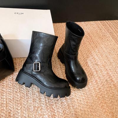 Женские плоские кожаные ботильоны: Британский стиль, Слипоны, Коллекция весна/осень 2025