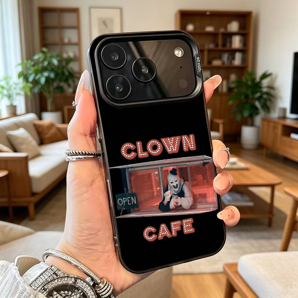 Арт C-Clown ужасы T-Terrifer Чехол для телефона Для iPhone17,16,15,14,13,12,11Plus,Pro Max,XS,Красочный Серебристый Чехол для телефона Funda Cover