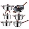 12Pcs Pots and Pans Set with 3L Kettle Nonstick Kitchen Stainless Steel Pans Induction Set with