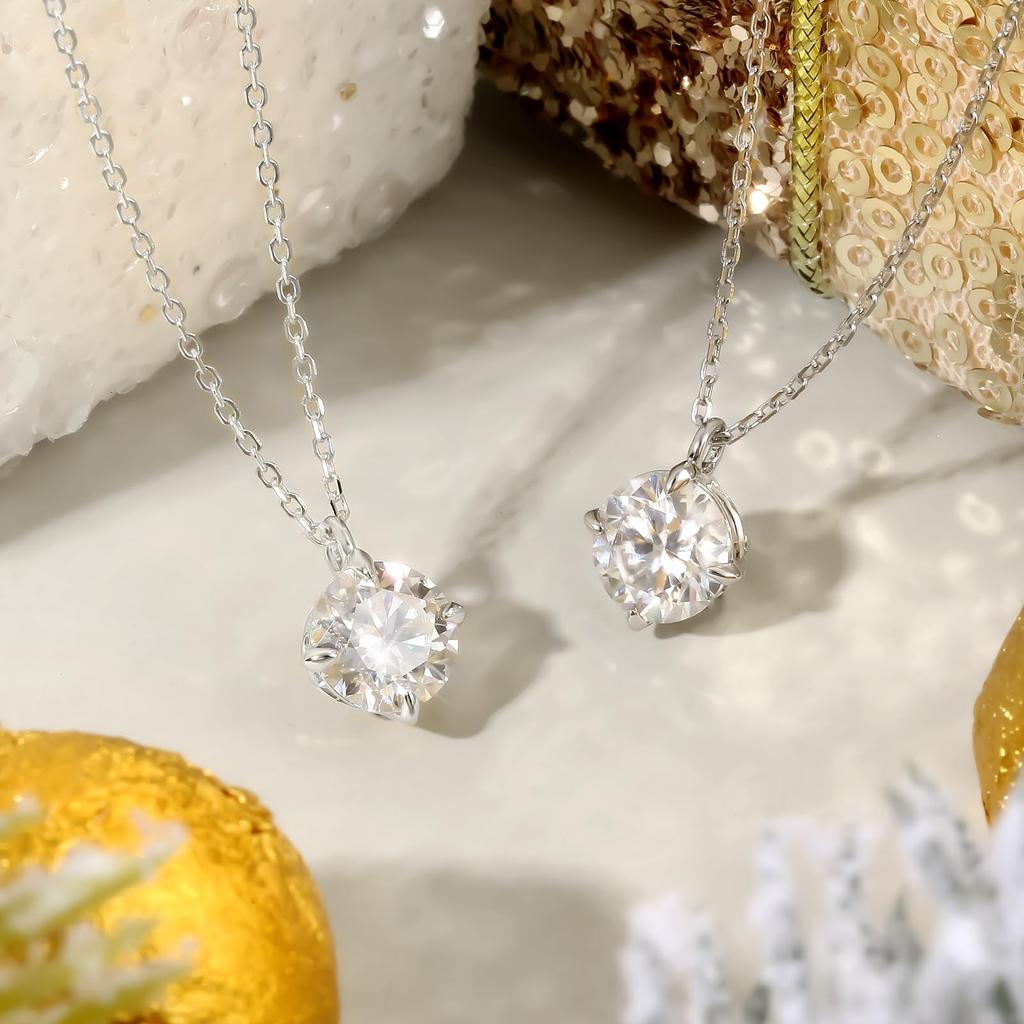 Moissanite 4 Single 925 Moissanite Pendant Hypoallergenic To White Gold Adjustable Gift Box Birthday Gift 45cm Adjuster Total Carats [KRKC] Women's