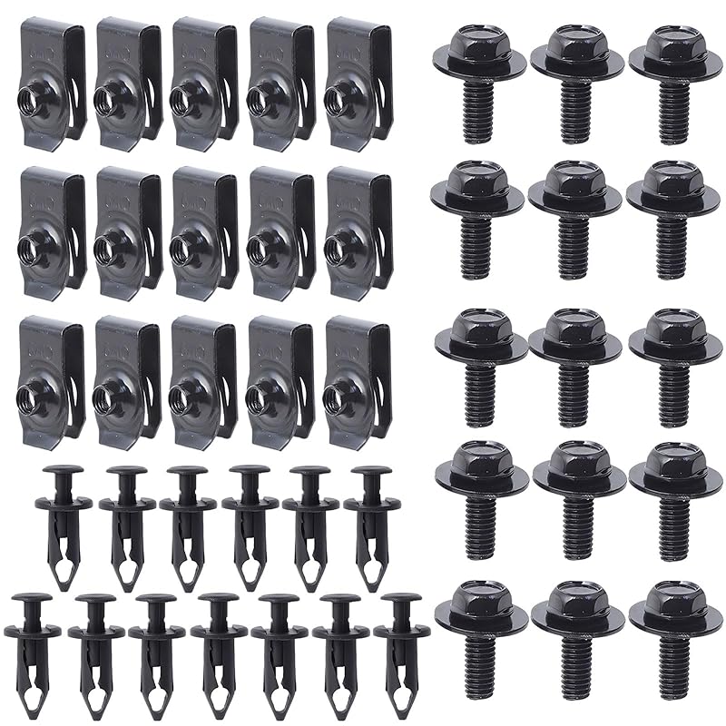 Minho 200Pcs Automotive U Tape Clip Fastener Kit, 50Pcs #10 X 1/2" Self-Tapping Screw +50Pcs #10 X 5/8" Self-Tapping Screw +100Pcs U Tape Clips,Metal