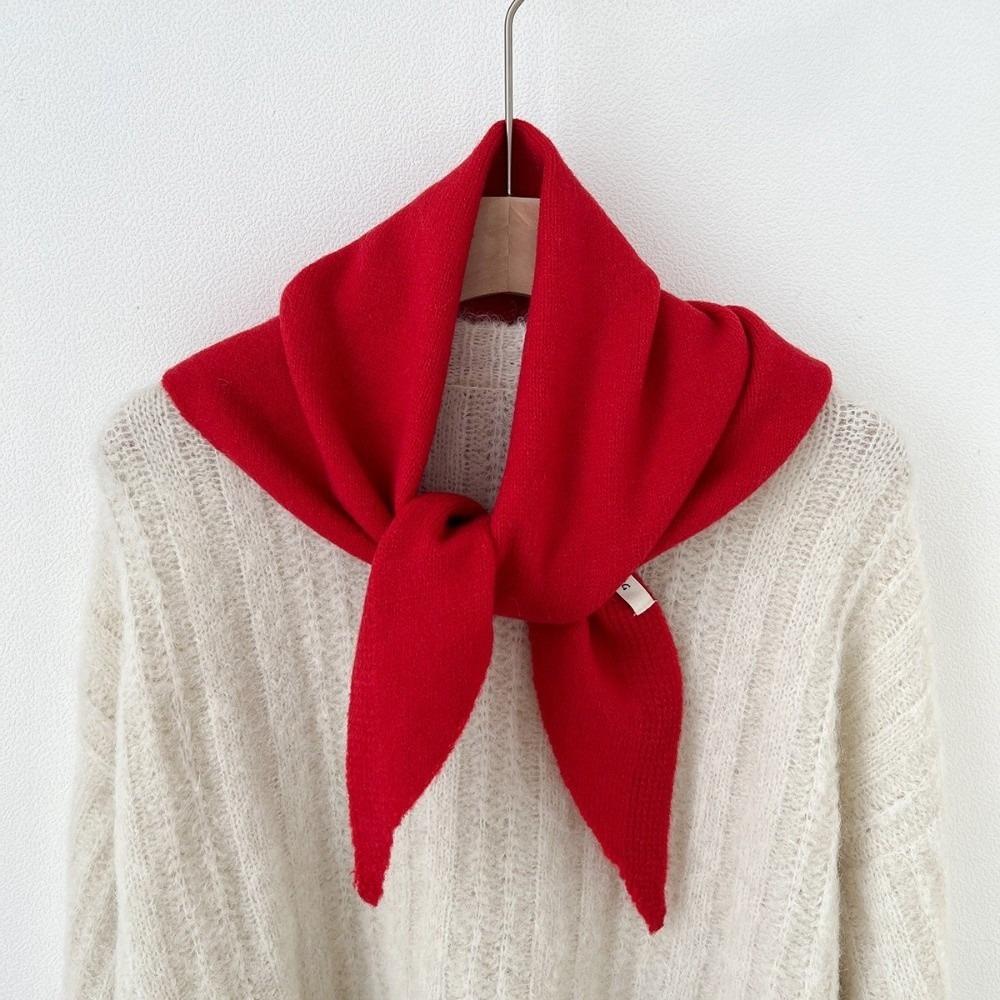 Solid Color Knitted Triangle Scarf Striped Cross Neckerchief Sweet Cross Scarves Autumn Winter
