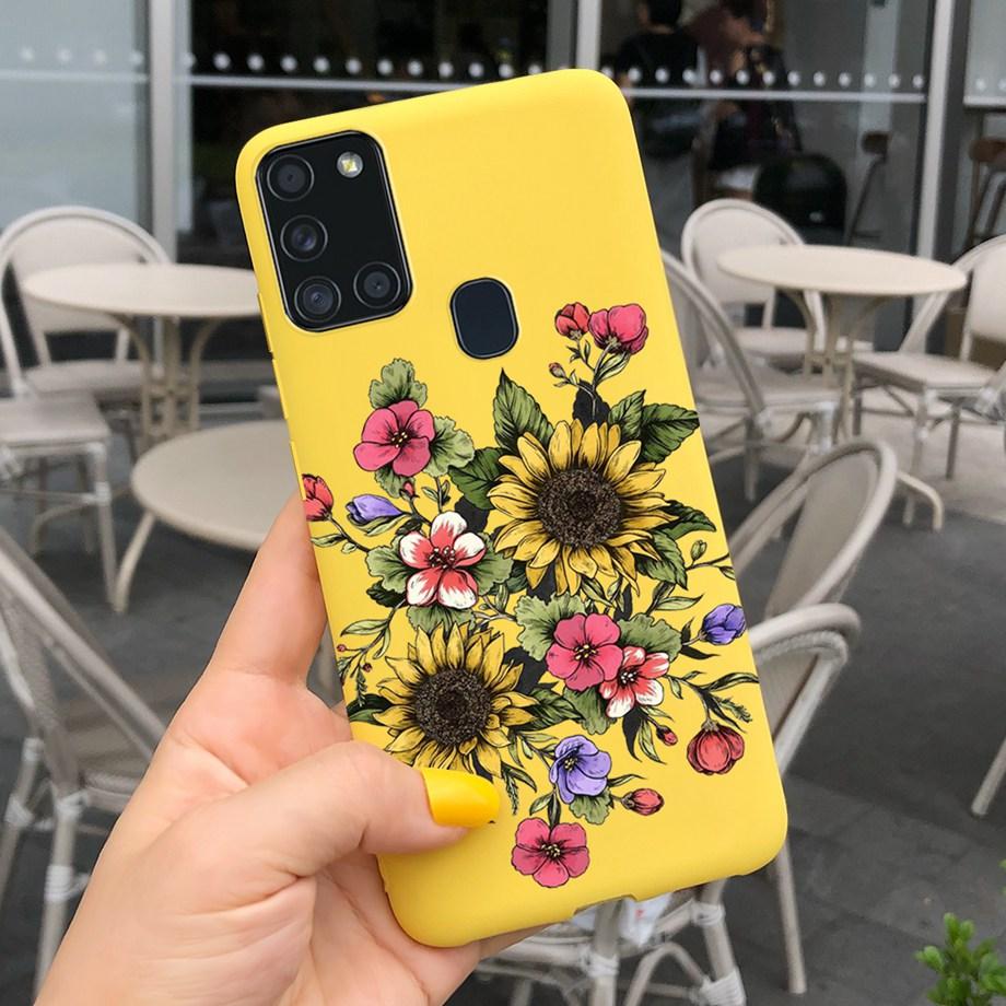 Sunflowers Daisy Shap-on Case For Samsung A21s Case Samsung Galaxy A21S A 21S A21 S A217F Cover Dustproof Silicone Bumper Coque