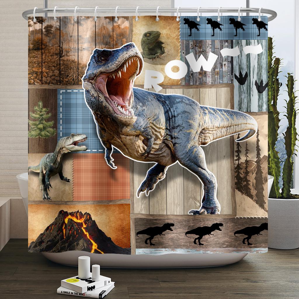 Забавная шторка для душа с динозаврами для ванной комнаты, милая шторка для ванной с животными, крутая шторка для ванной с динозаврами для детей, водонепроницаемая шторка для ванной, декор