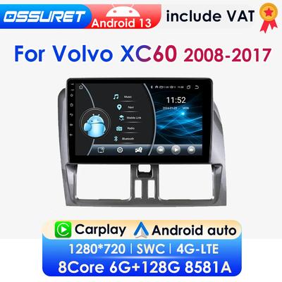 9" Carplay 4G BT 2din Android 13 автомобильный радиоприемник мультимедиа видеоплеер GPS навигация для Volvo XC60 2008-2017 головное устройство интеллектуальный экран SWC