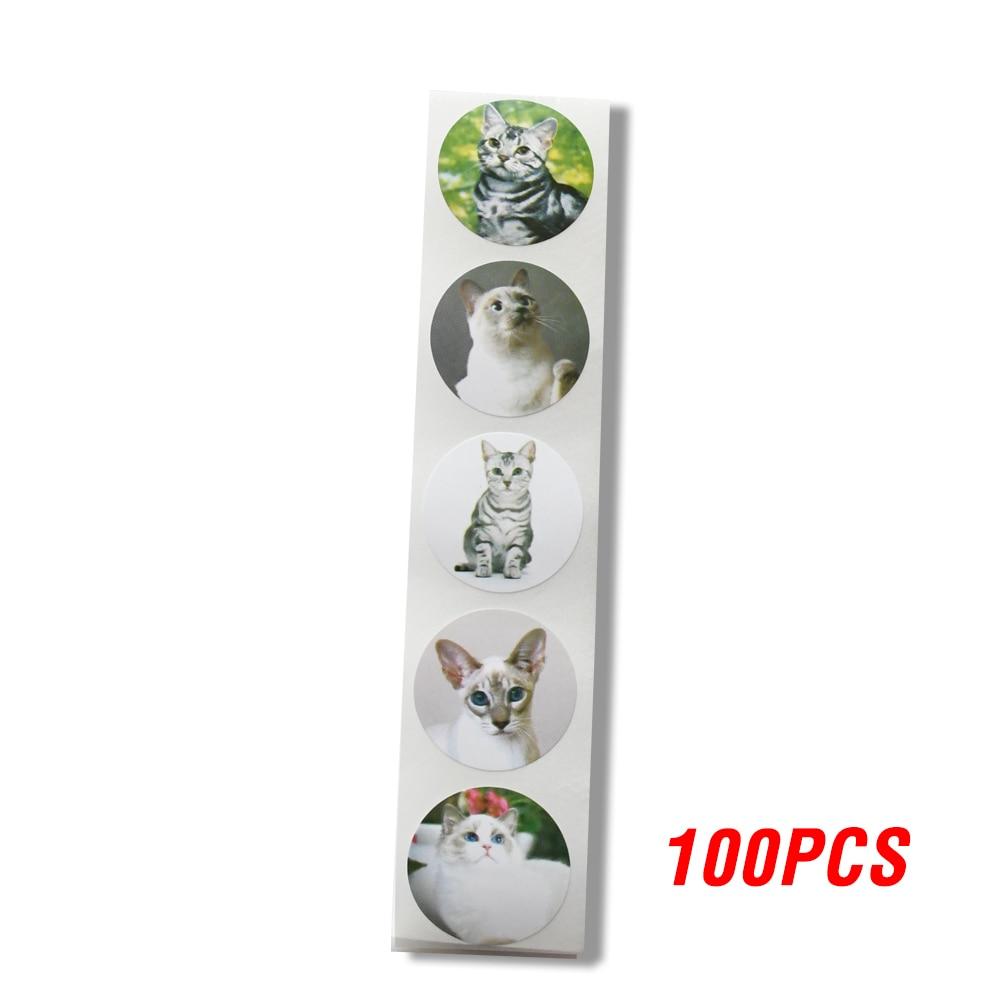 100-500 шт. креативные наклейки с изображением животных и кошек, 1 дюйм, этикетки, наклейка с наградой для школьного учителя, детский смайлик, канцелярские наклейки