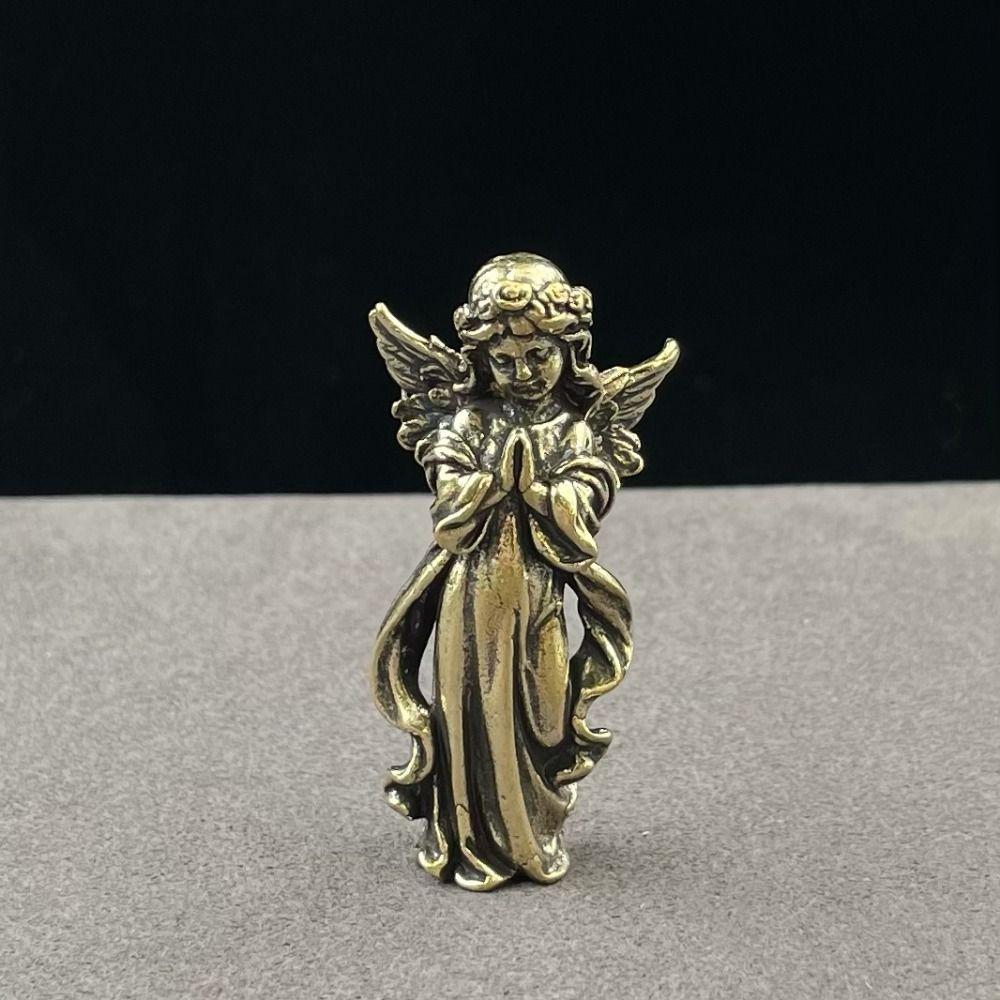 Милая латунная статуэтка ангела-купидона, винтажные фигурки ангела-хранителя, домашний декор стола