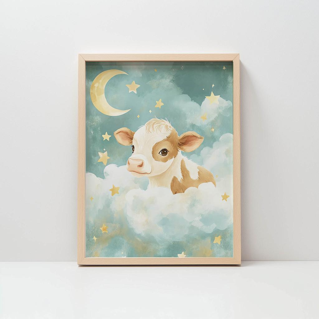 Plakat Krowa W Chmurkach Plakat Krowa W Chmurkach, 30X40 Cm, Bez Ramy, Płótno Premium Na Blejtramie