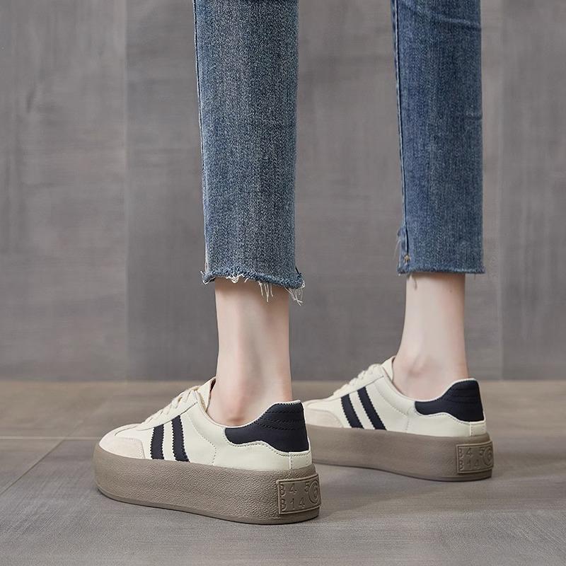 Женские туфли в стиле ретро, ​​туфли на толстой подошве, повседневные спортивные белые туфли