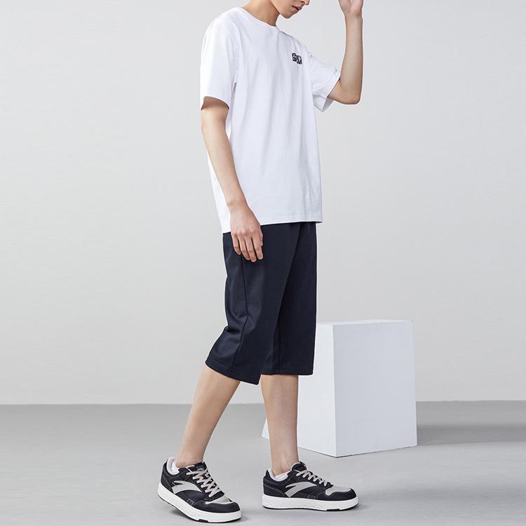 Anta SS22 Сплошной цвет с эластичной резинкой на талии, укороченные прямые брюки, мужские повседневные брюки, черные 152221317-1