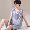 Summer Men's Pajamas Ice Silk Pajamas Set Casual Sleeveless Pajamas Pajamas Night Pajamas Plus Size Home Set
