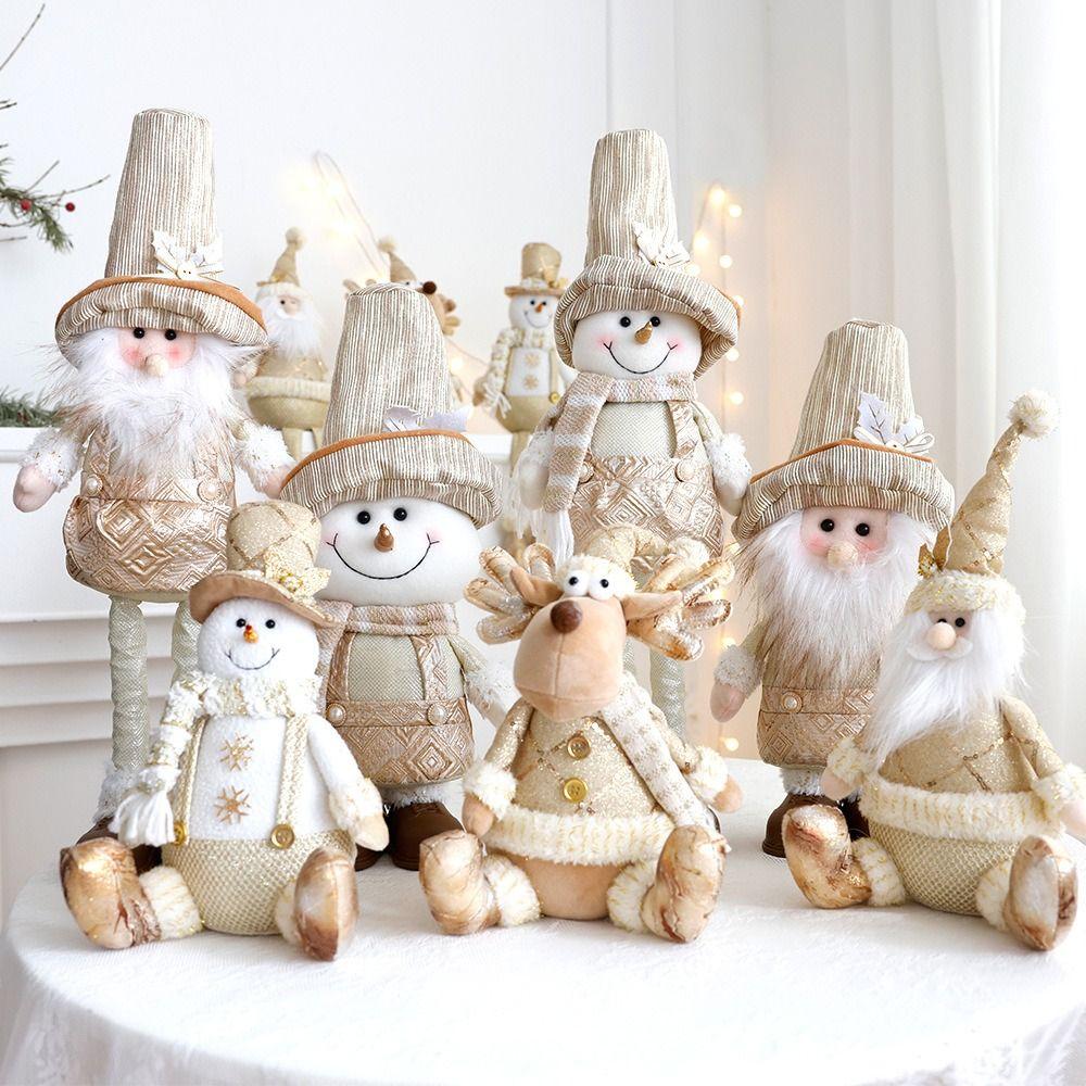 Золотые рождественские плюшевые кукольные украшения милые рождественские украшения новогодние принадлежности