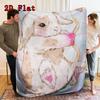 Cute Cupid rabbit 2D Flat Pattern Flannel Blanket High quality All Seasons Warmth and Comfort Perfect for Christmas Gifts.PMT0914403