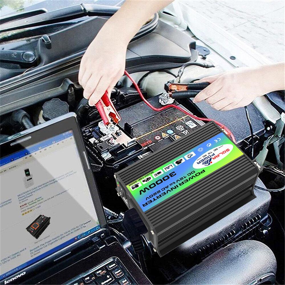 Автомобильный инвертор 3000 Вт, инвертор мощности, устанавливаемый на транспортное средство, бытовой преобразователь, универсальный преобразователь постоянного тока 12 В в 220 В