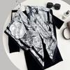 Черно-белый шарф с принтом животных из искусственного шелка твил - 90x90 см Осенний/Зимний платок для женщин