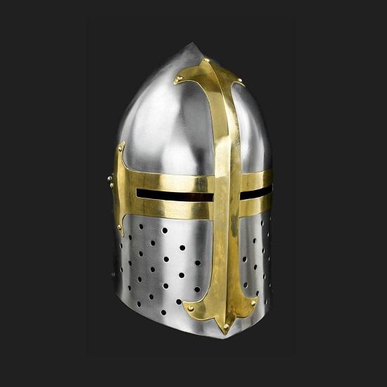 Шлем воина, провисающий исторический военный шлем, Великий средневековый крестоносец, средневековый шлем