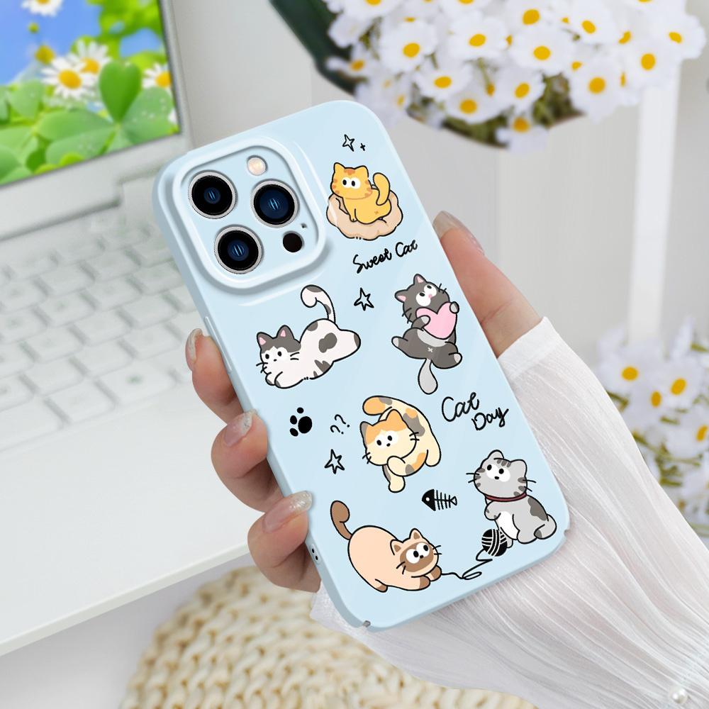 Чехол для телефона "Счастливый кот" для iPhone 13 12 11 7 8 6 6S Plus Pro Max Mini X XS XR SE 2020 2022 Пленка Жесткий чехол