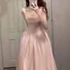 Women's Pink Fishtail Princess Dress with Bow - 2025 French-Inspired Birthday Evening Gown