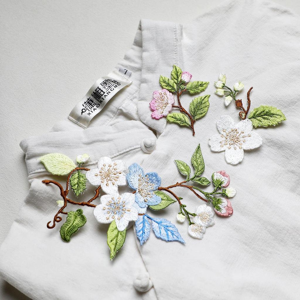 Colorful Small Floral Embroidered Patch, Chinese Style, Iron-On DIY Clothing Decoration