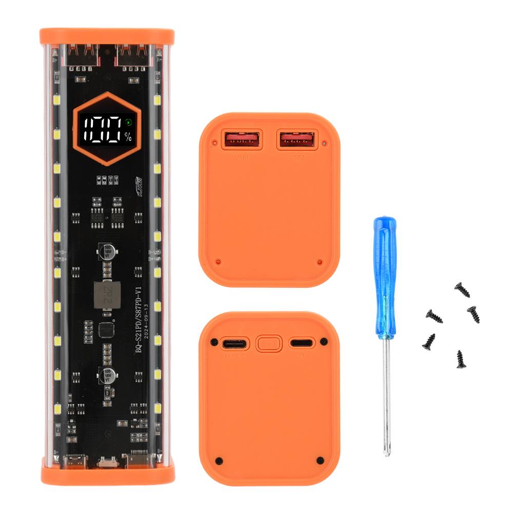 Корпус для 8*21700 аккумуляторов 22.5W Быстрая зарядка DIY Ящик для хранения аккумуляторов Корпус Power Bank без пайки PD+ Flash Charge+ Быстрая зарядка