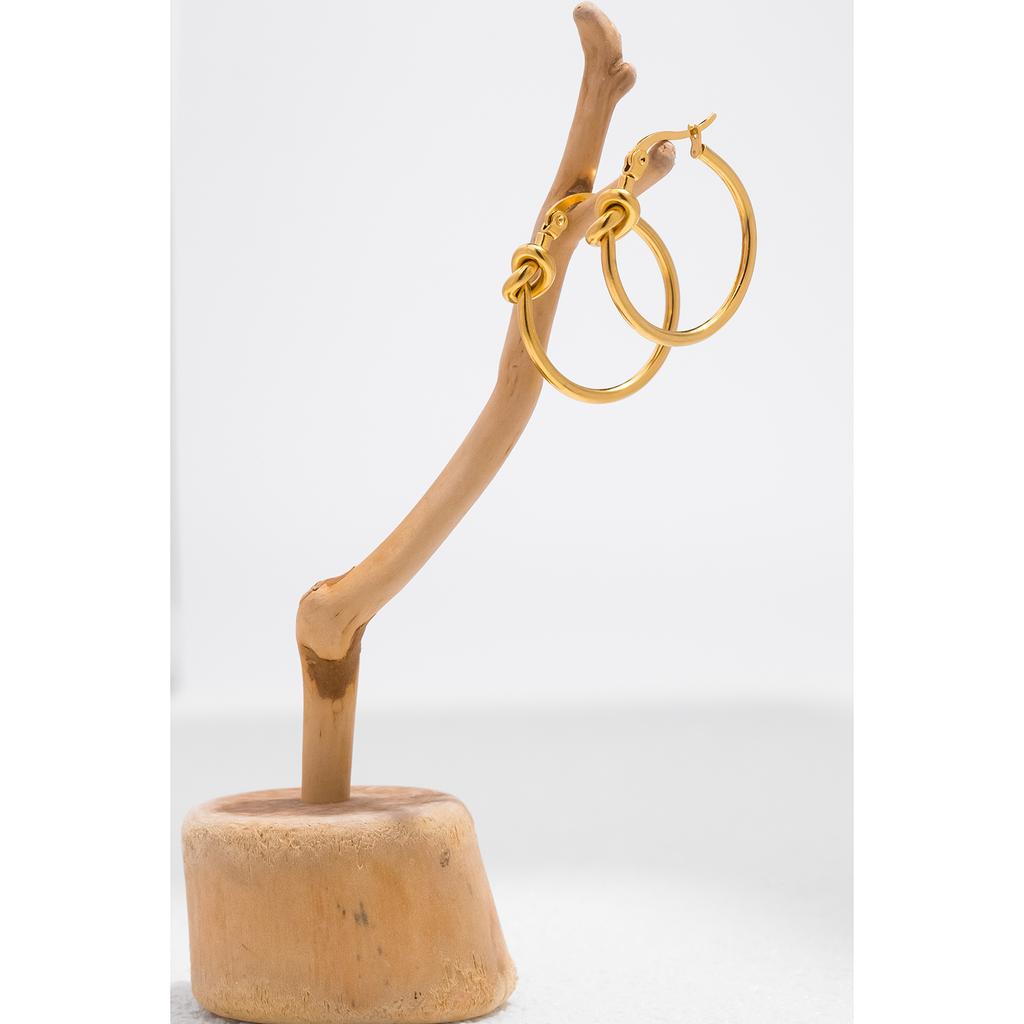 Минималистичные круглые серьги с узлом для женщин, круглые серьги из нержавеющей стали для ювелирных изделий