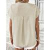 Summer Short Sleeve Loose Women Blouse New V-neck Button Retro Cotton Shirts Office Casual Simple Tops Shir… More