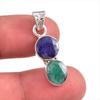Сапфир(Смоделированный),Изумрудный подарочный кулон ручной работы из стерлингового серебра 925 пробы 1,5 дюйма C4C72