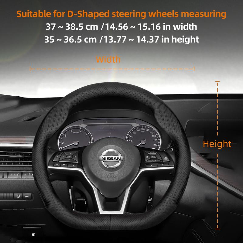 vcxja9 Suitable for Nissan Ultra-Thin Breathable Leather Steering Wheel Cover Suitable for Qashqai J10 J11 March Terrano2 Pathfinder R51 Note E12 