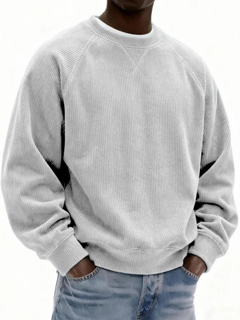 Мужская вельветовая толстовка 2025 - Повседневная с круглым вырезом для весны и осени