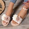 Легкие женские туфли с открытым носком, женские тапочки, повседневные тапочки для улицы, женские разноцветные цветочные тапочки больших размеров на плоской подошве с сандалиями