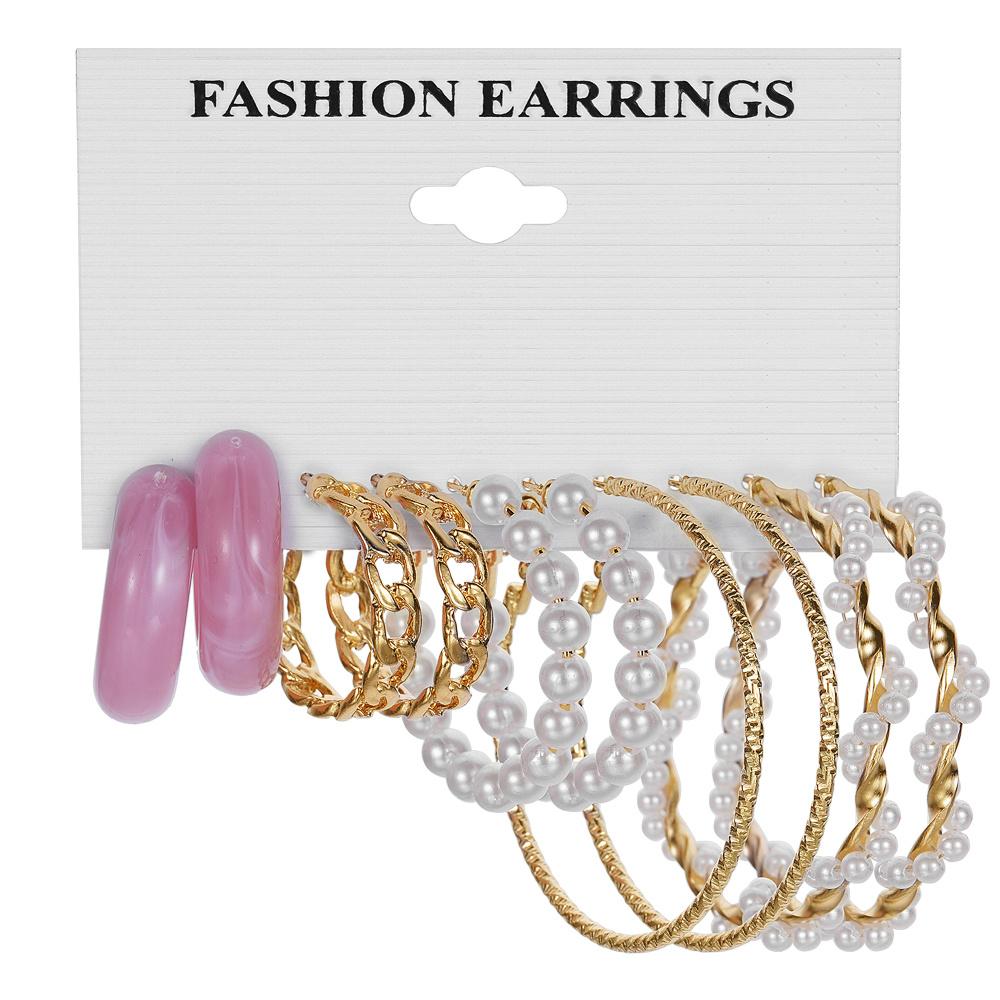 Винтажные элегантные геометрические серьги-кольца для женщин, комплект ювелирных изделий из металлической смолы и акрила, подарок