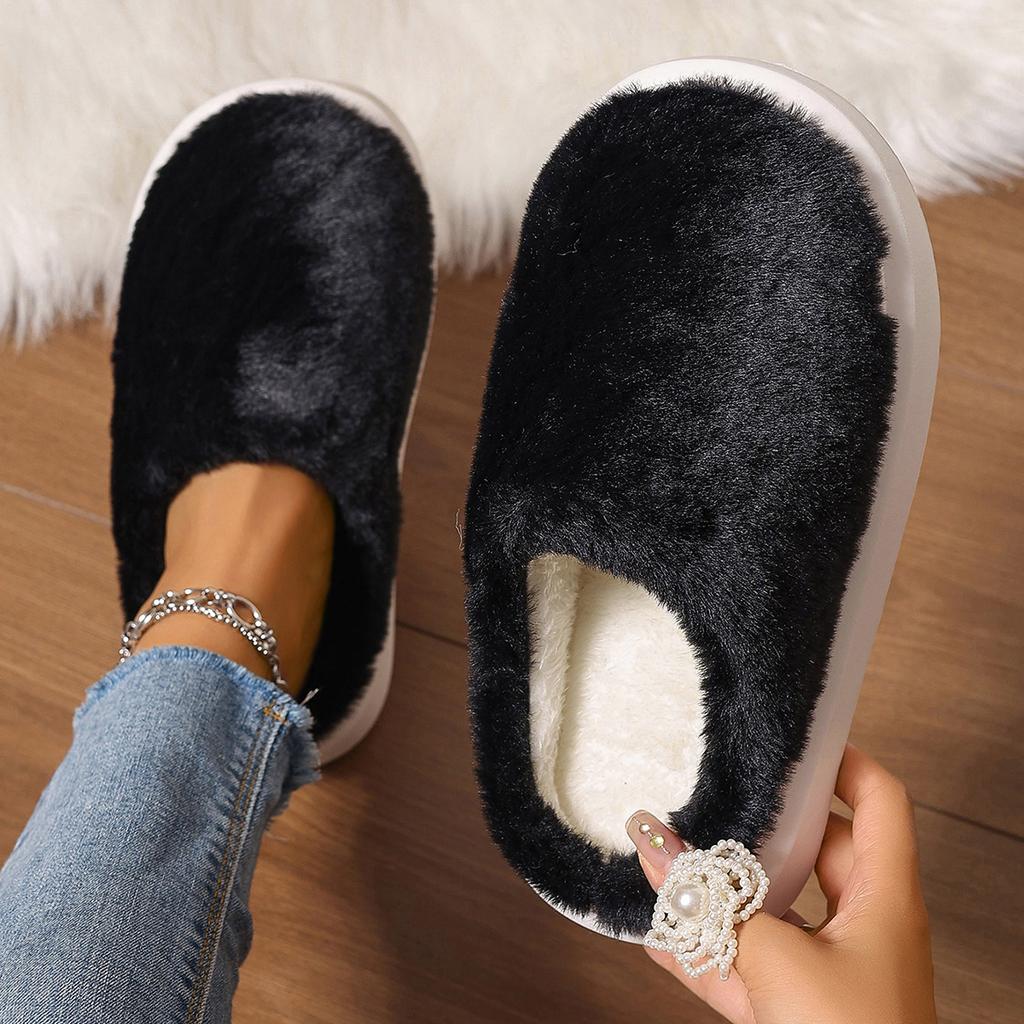 Women Slippers 2024 New Winter Home Fur Slippers Cartoon Cat Non-Slip Soft Warm House Indoor Bedroom Couples Shoes Slides Women